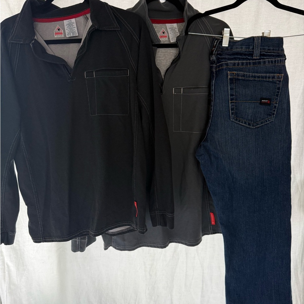 Aristide Dark Heather Work Shirt & Dark Blue Jeans Set